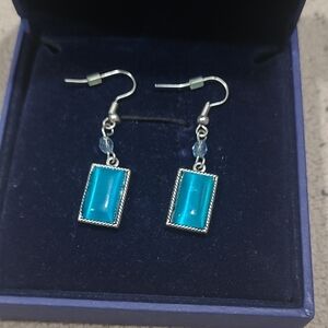 Swarovski Silver and Teal Earrings